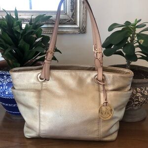 Michael Kors Vintage Gold Pebbled Leather Shoulder Bag
